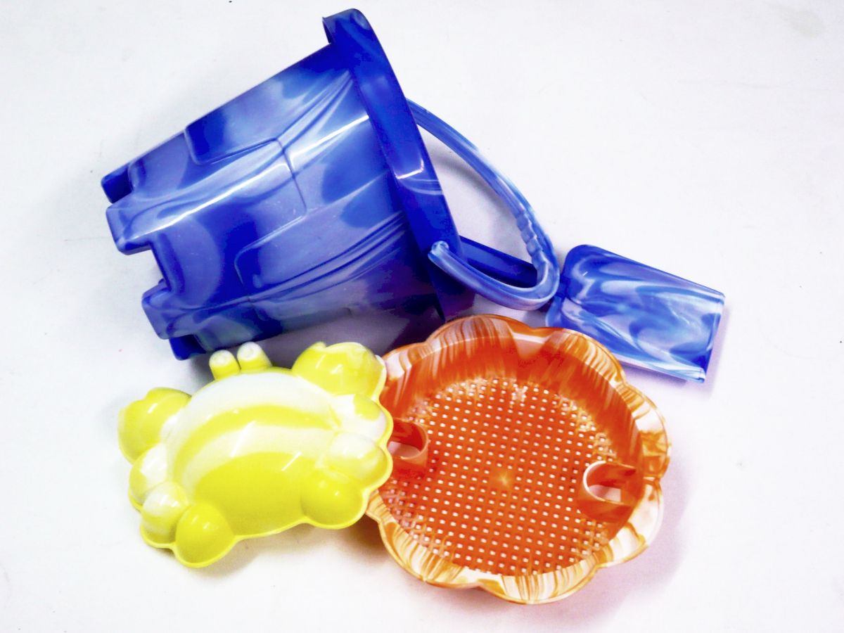 4pc marble round castle bucket set* BLUE