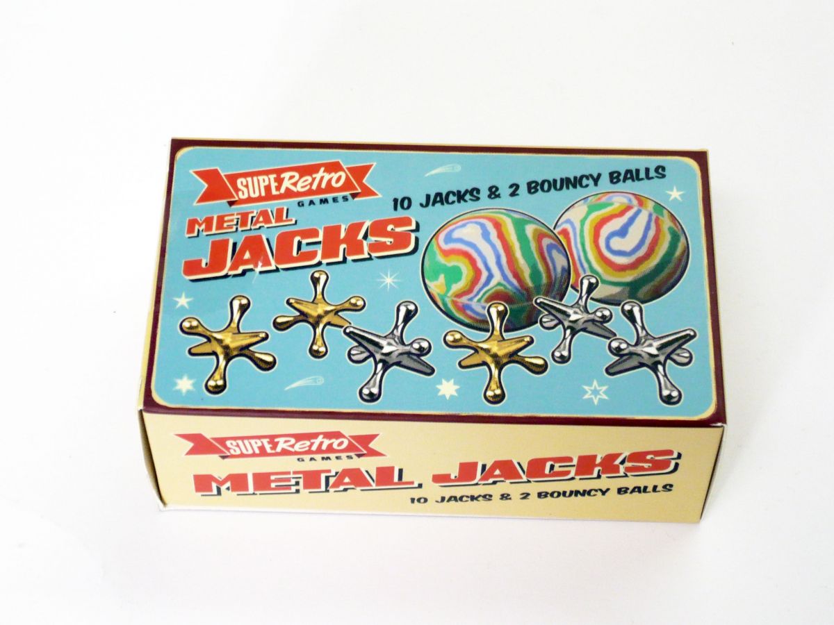 Retro metal jacks set.