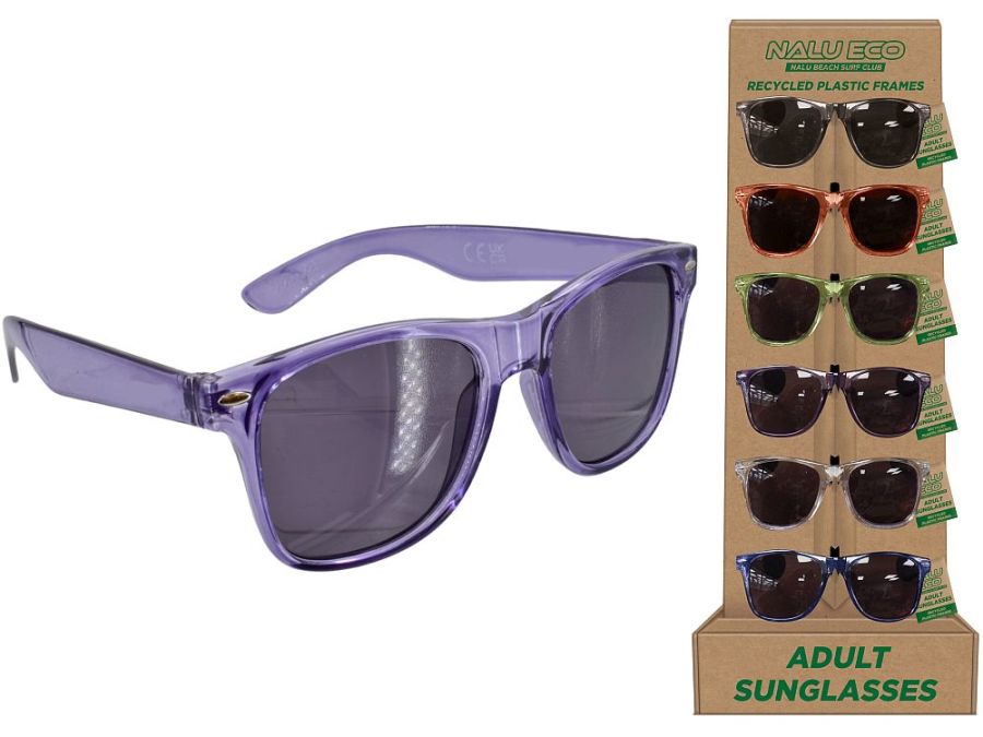 Recycled adult transparent sunglasses - 6/cols.