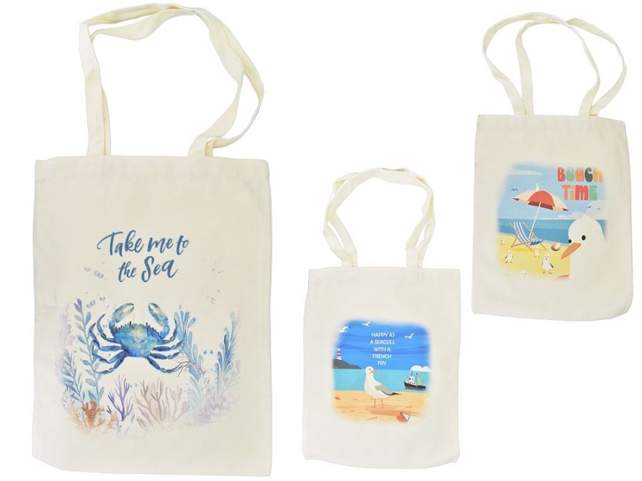 Printed canvas beach/shopping bag - 3asstd*