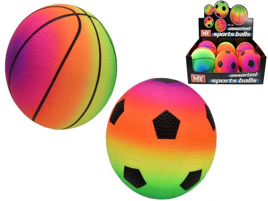 Box 6, 12.5cm pvc neon sports ball.