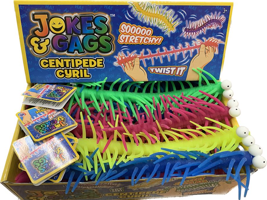 Stretchy centipede Cyril - 4/cols. 
(ADD 24 FOR DISPLAY)