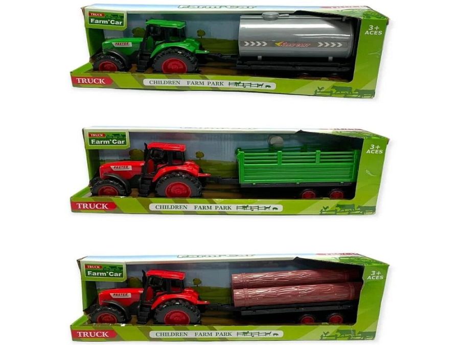 Tractor and trailer L40cm - 3asstd.
