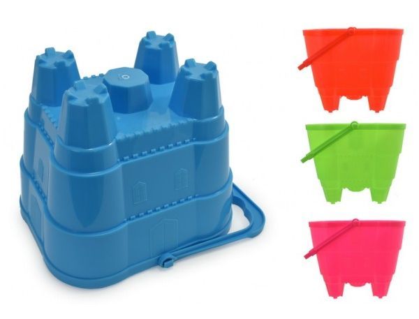16cm lge neon castle bucket - 4/cols*