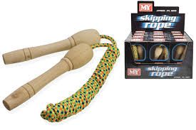 Boxed wooden handle skipping rope - 2/cols.