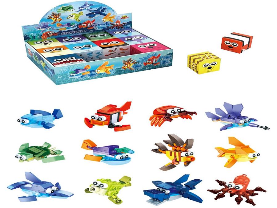 Box 12, asstd sea animals brick kits*