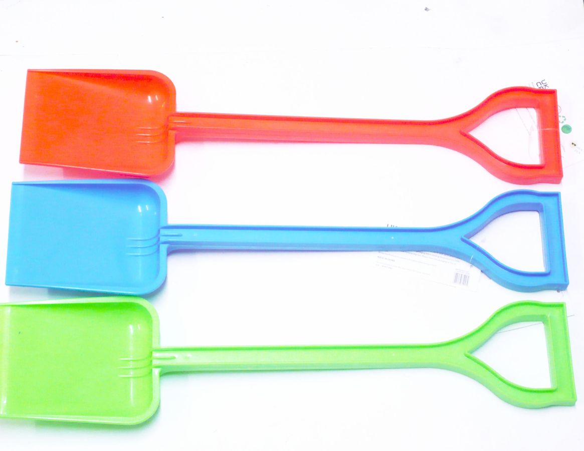 Lge plastic spade, 20" - 3/colours.