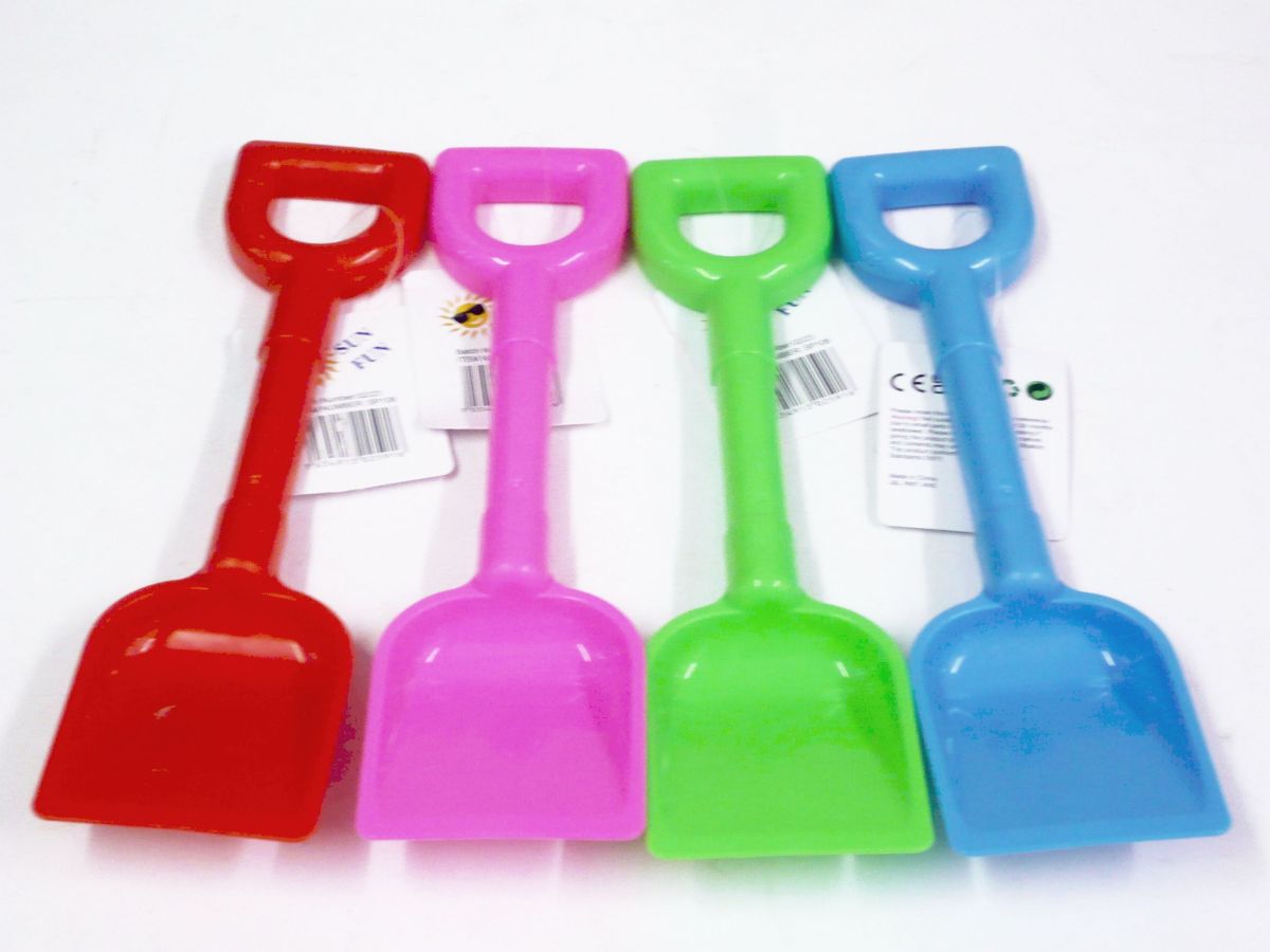Small plastic spade, 10", 4/colours.
