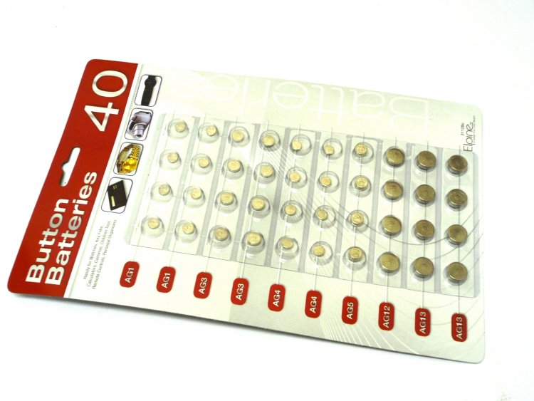 Card 40, asstd button cell batteries.
