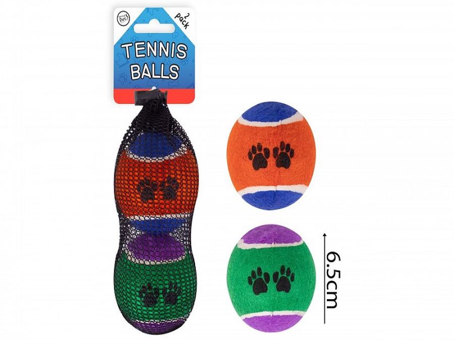 Pack 2, paw print tennis balls*