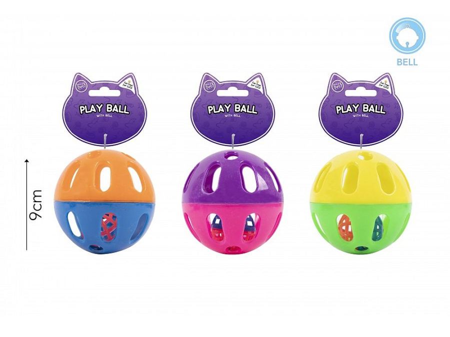 Large cat ball with bell - 3asstd*