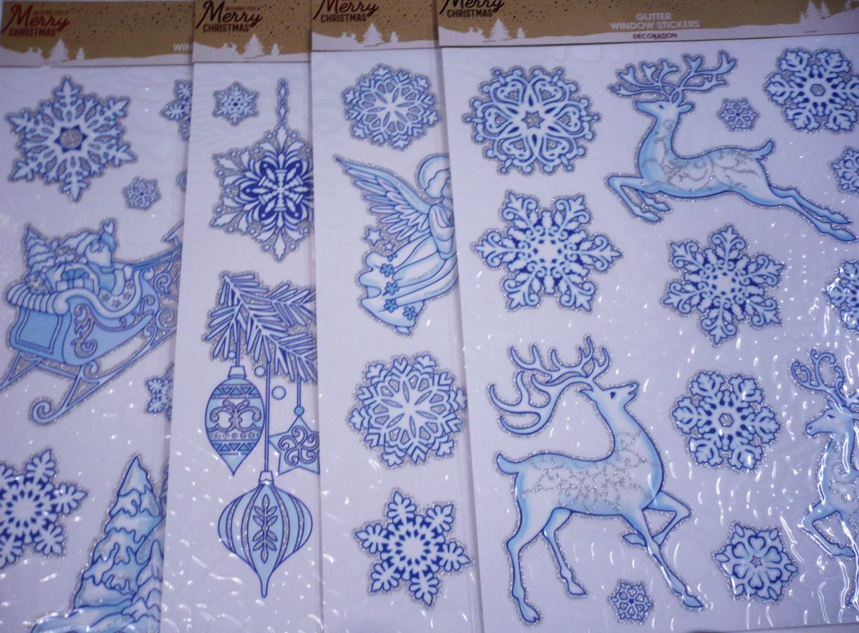 Glitter window stickers - 4asstd.