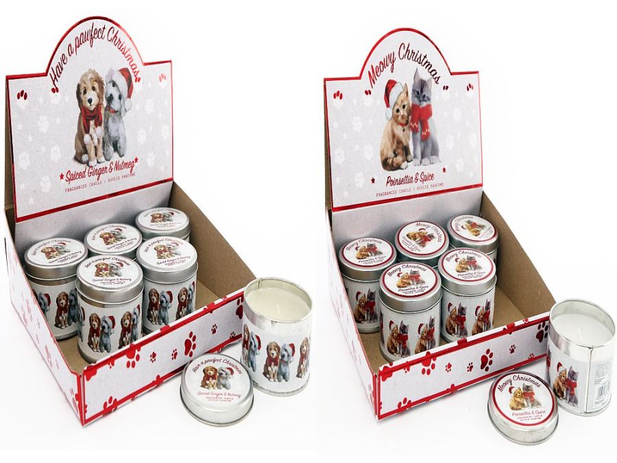 Christmas dog scented candle in tin.DOG ONLY!!
