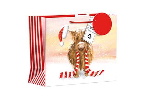Pack 6, highland cow MEDIUM gift bag - landscape   (21x26x10cm)