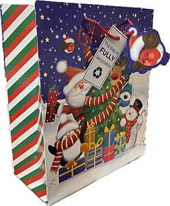 Pack 6, Santa&rsquo;s tree MEDIUM gift bags.   (26x21x10)