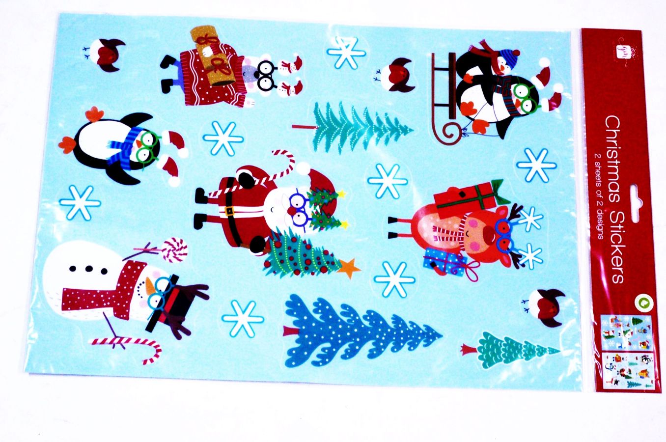 Pkt 2 sheets of 2x designs Christmas stickers.