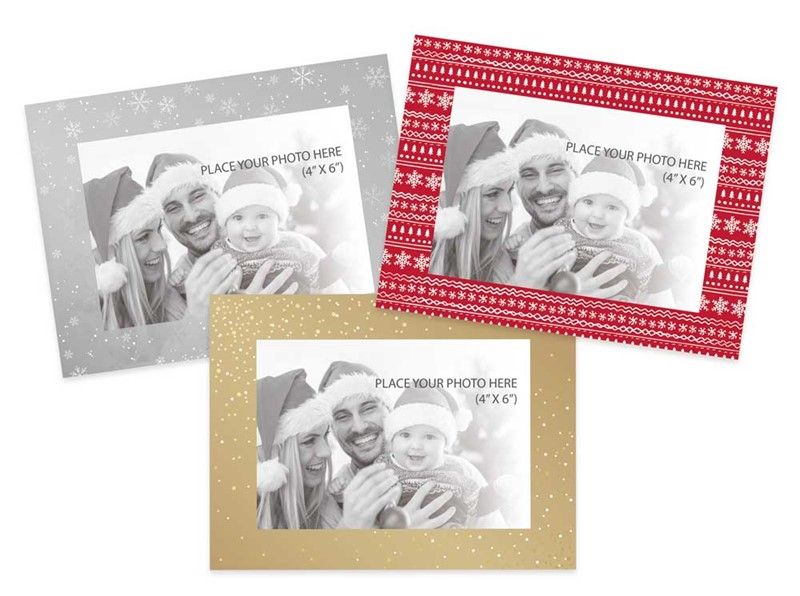 Pack 6, Christmas photo frame cards (4x6") - 3asstd.