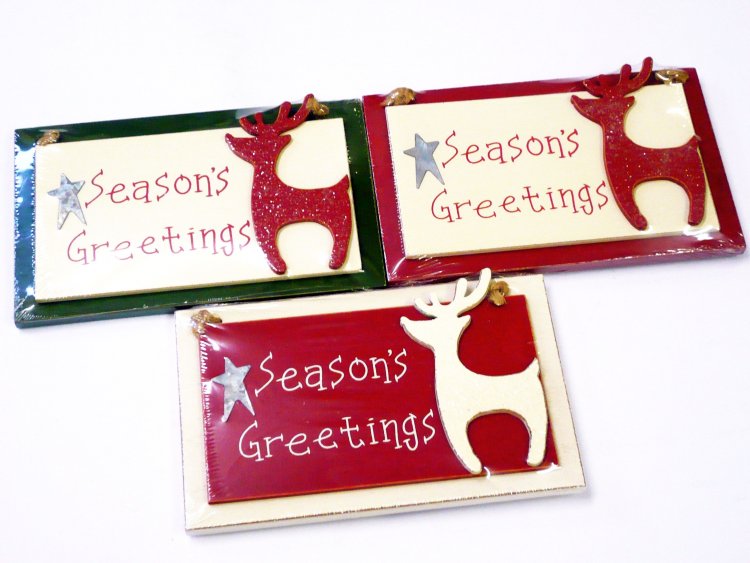 Wooden seasons greeting plaque (16x10cm) REDUCED!!!