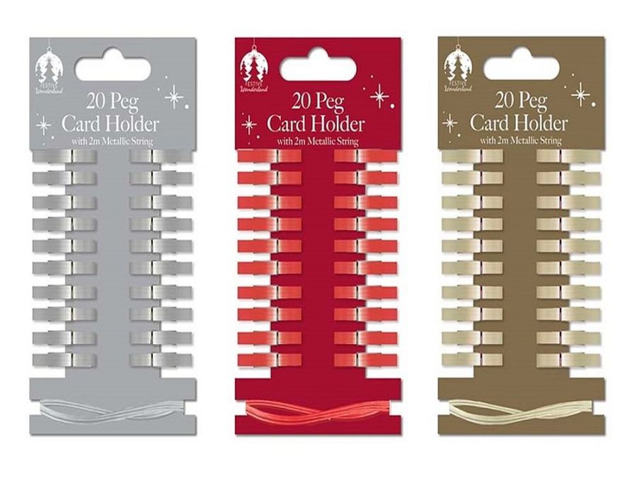 Pack 20 peg card holder with 2m string - 3/cols*