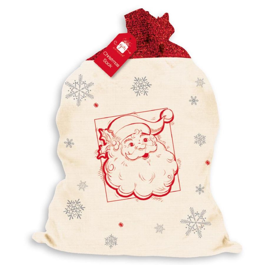 Canvas/glitter Christmas sack (65x49cm)