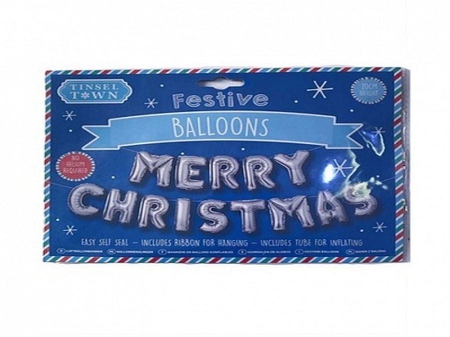 Silver Merry Christmas balloon.