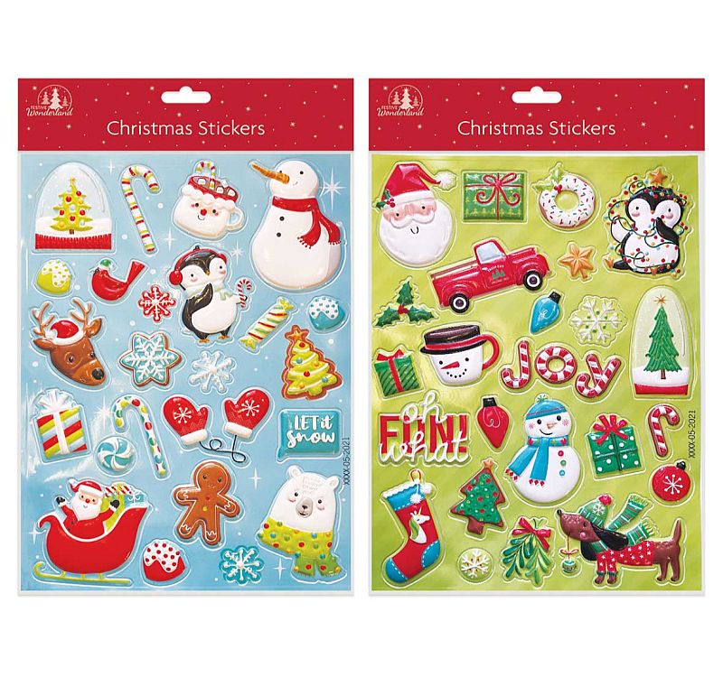 Christmas bubble stickers - 2asstd.