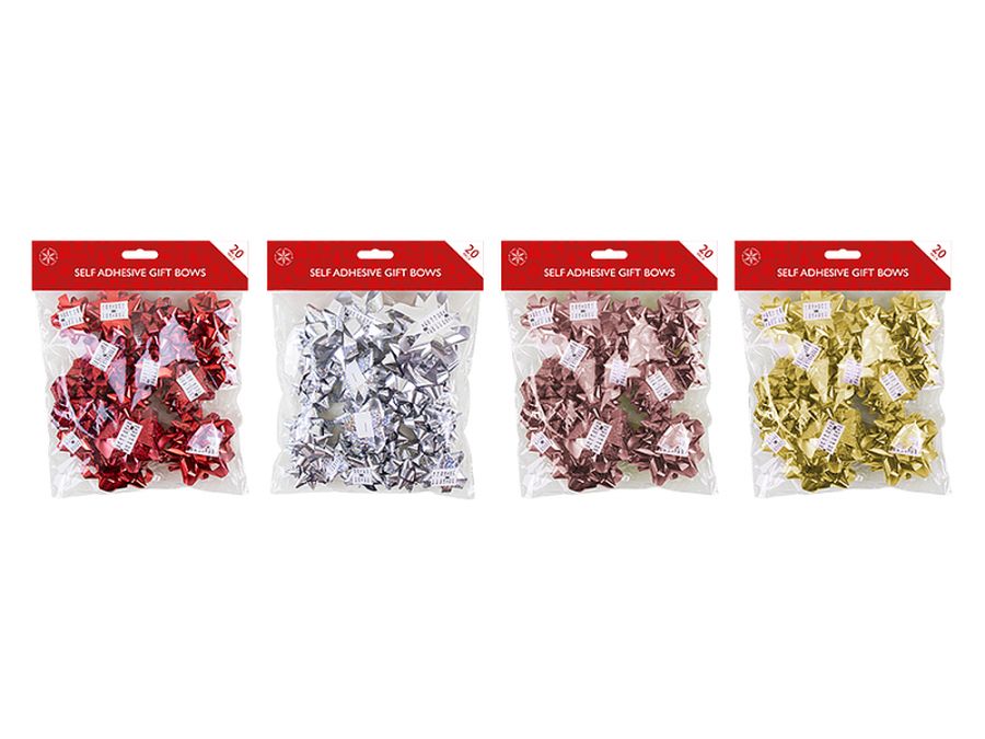 Pkt 20, asstd sizes s/a ROSE GOLD gift bows REDUCED