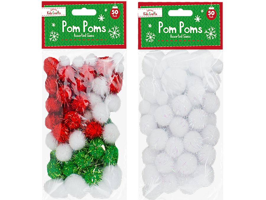 Pack 50, pom-poms - 2asstd.