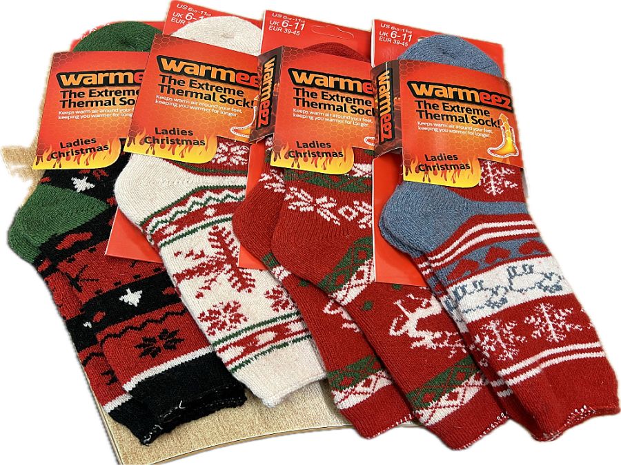 Assorted design thermal Christmas socks.