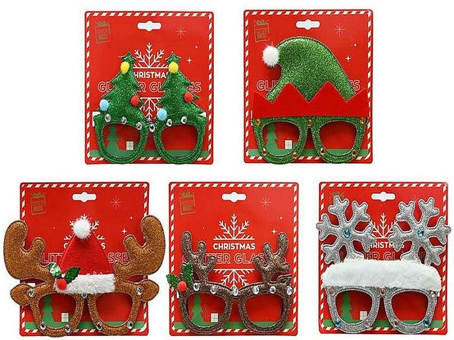 Novelty Christmas glasses - 5asstd.