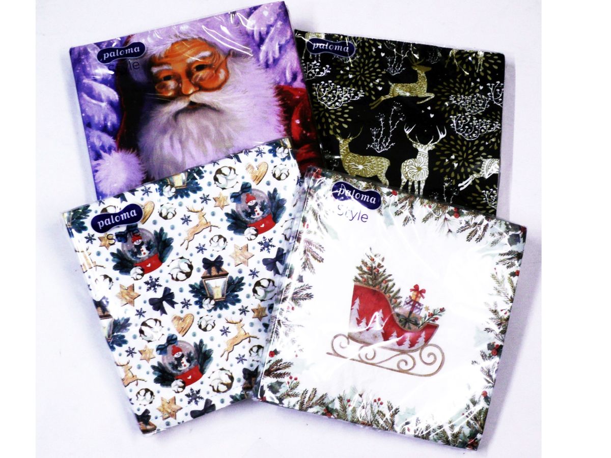 Pack 20, Paloma Christmas napkins - 4asstd (33x33cm)