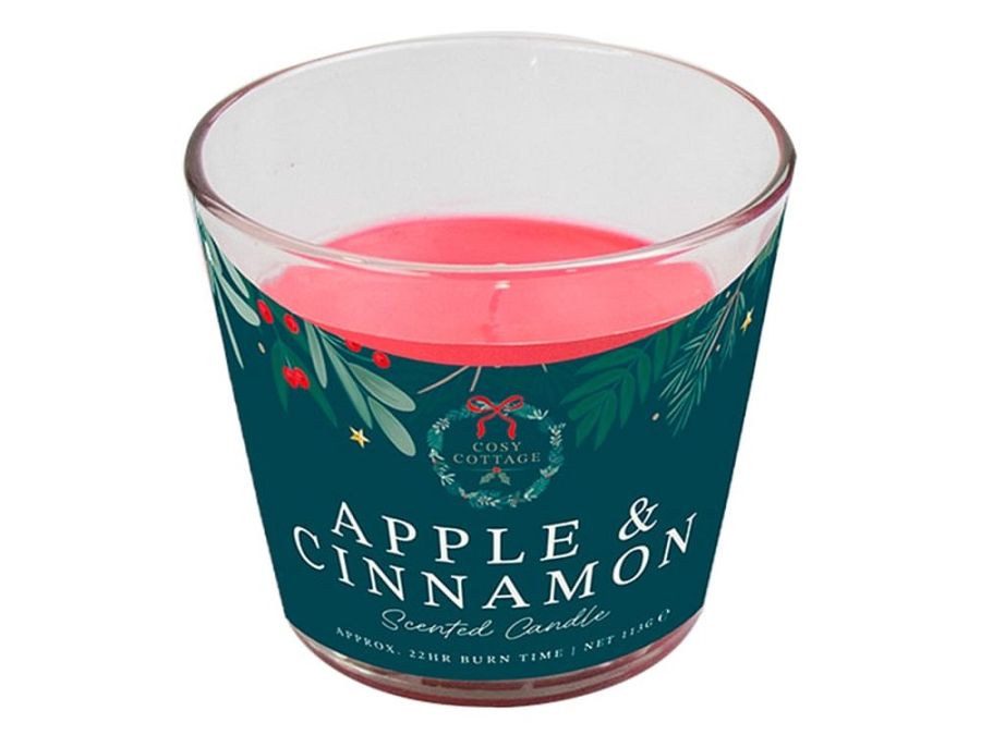 Glass pot scented candle - APPLE Cinnamon*