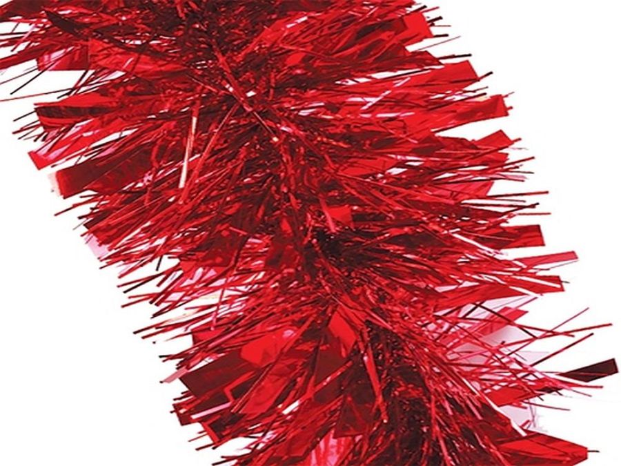 2m chunky Christmas tinsel - RED